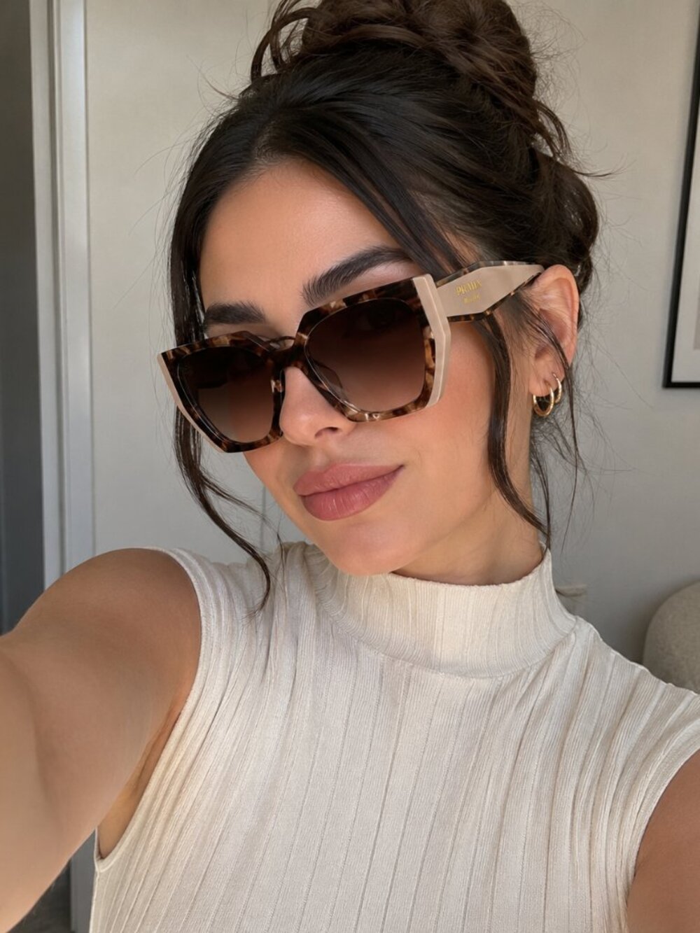 Prada Women's Sunglasses, model PR 15WS, in the Tortoise Caramel/Powder colorway - Picture 11 of 12